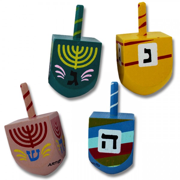 Farbenfrohe Dreidel - 4er-Set