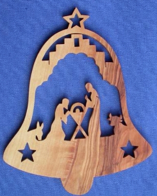 Glockenf_HeiligeFamilie Glockenförmiger weihnachtlicher Anhänger "Heilige Familie"