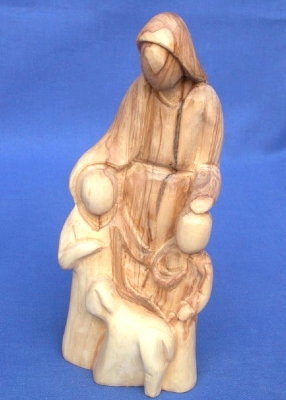 Olivenholz-Figur "Jesus segnet die Kinder"