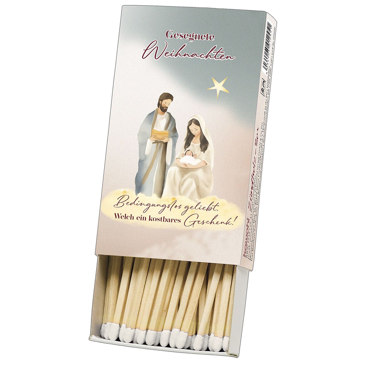 Zündhölzer mit Motiv "Bedingungslos geliebt" (Gesegnete Weihnachten)