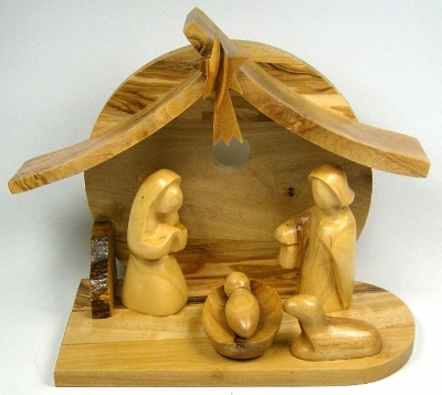 HeiligeFamilie_14cm Krippe mit Heiliger Familie - 14 cm (ohne Gesichter)