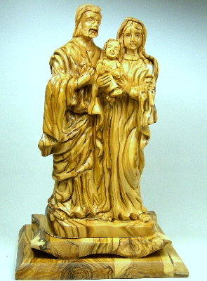 Olivenholz-Figur "Heilige Familie" - feine Schnitzarbeit