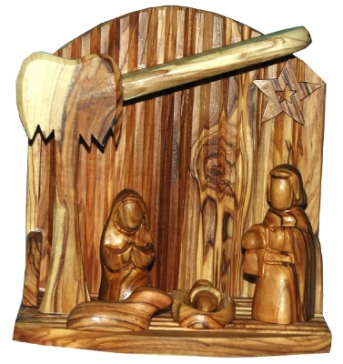 HeiligeFamilie_ohneGesichter Krippe mit Heiliger Familie - 16 x 17 cm (ohne Gesichter)