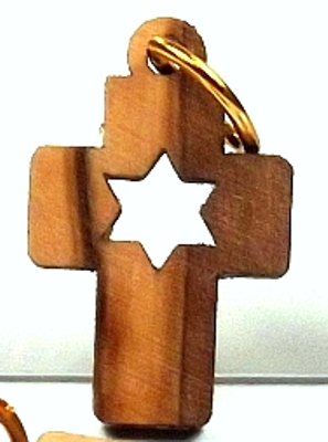 KreuzDavidstern Kettenanhänger Kreuz Davidstern - Olivenholz