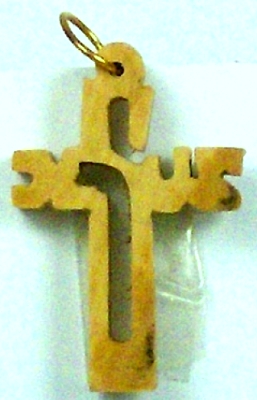 SchriftzugJesus Kettenanhänger Kreuz mit Schriftzug "Jesus" (klein) - Olivenholz