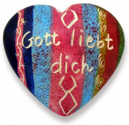 Herz aus Speckstein "Gott liebt dich"