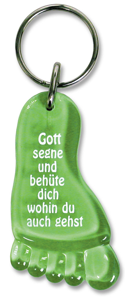 2965-S-AnhaengerGruen Schlüsselanhänger Fuß mit Segensgruß in Grün