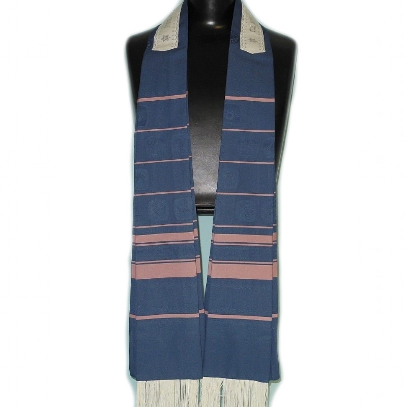 Exclusiver & Eleganter Tallit in blau & burgunden Streifen