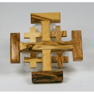 Olivenholz-Jerusalemkreuz mini