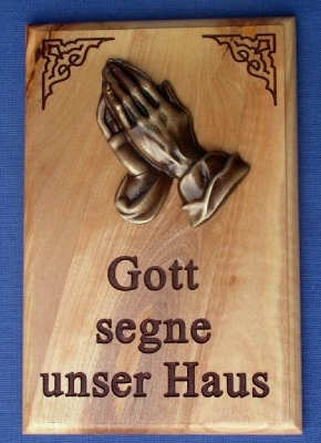 Olivenholz-Wandbild "Gott segne unser Haus"