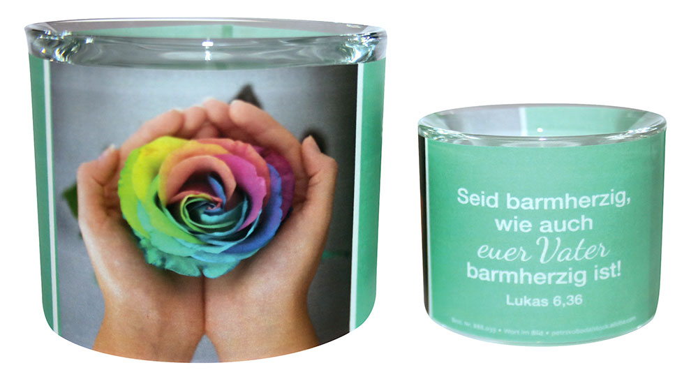 Leuchtglas JL 2021 Blüte mit Teelicht