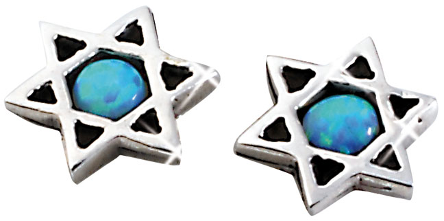 OhrDavidstern Ohrstecker Davidstern mit Semi-Opal