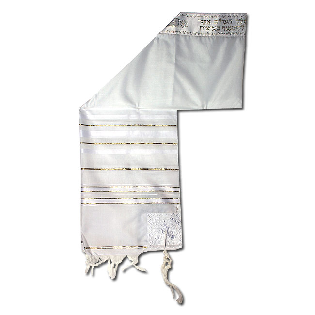 Talit (Tallit) mit goldenen und weißen Streifen