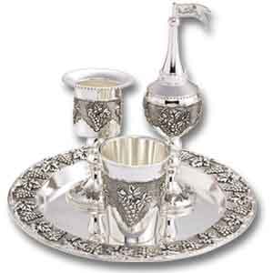 Havdala Set - Motiv Weintrauben (Nickel Plated)
