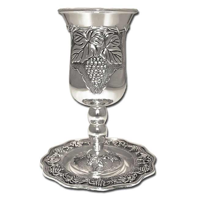 Kidduschkelch Weintrauben mit Teller - Höhe ca. 16 cm