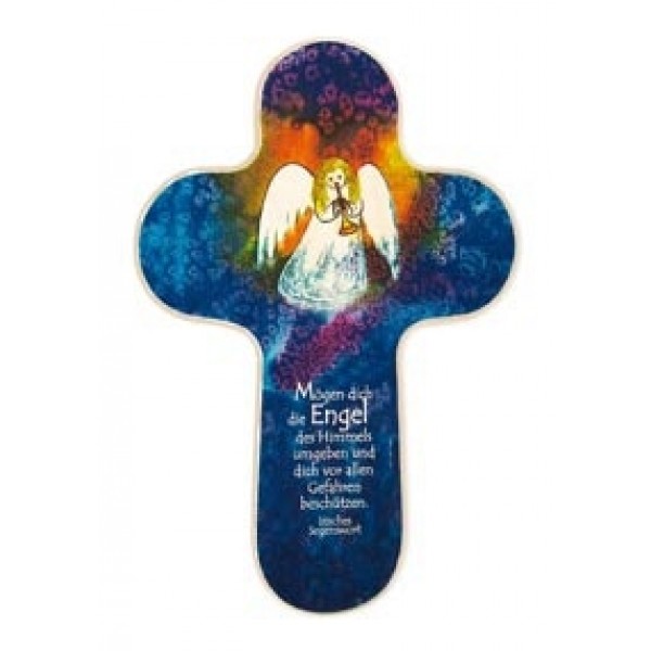 Holzkreuz "Engel mit Trompete"