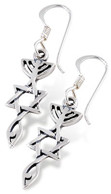 Ohrhänger/Ohrringe, messianisches Zeichen - Sterlingsilber