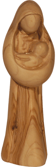 Olivenholzfigur, Mädchen mit Baby auf dem Arm, ca.15,5 cm