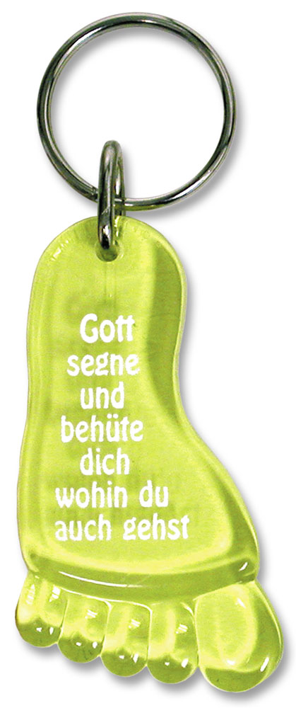 2965-S-AnhaengerGelb Schlüsselanhänger Fuß mit Segensgruß in Gelb