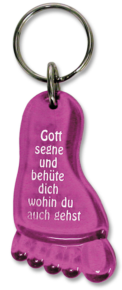 2965-S-AnhaengerPink Schlüsselanhänger Fuß mit Segensgruß in Pink