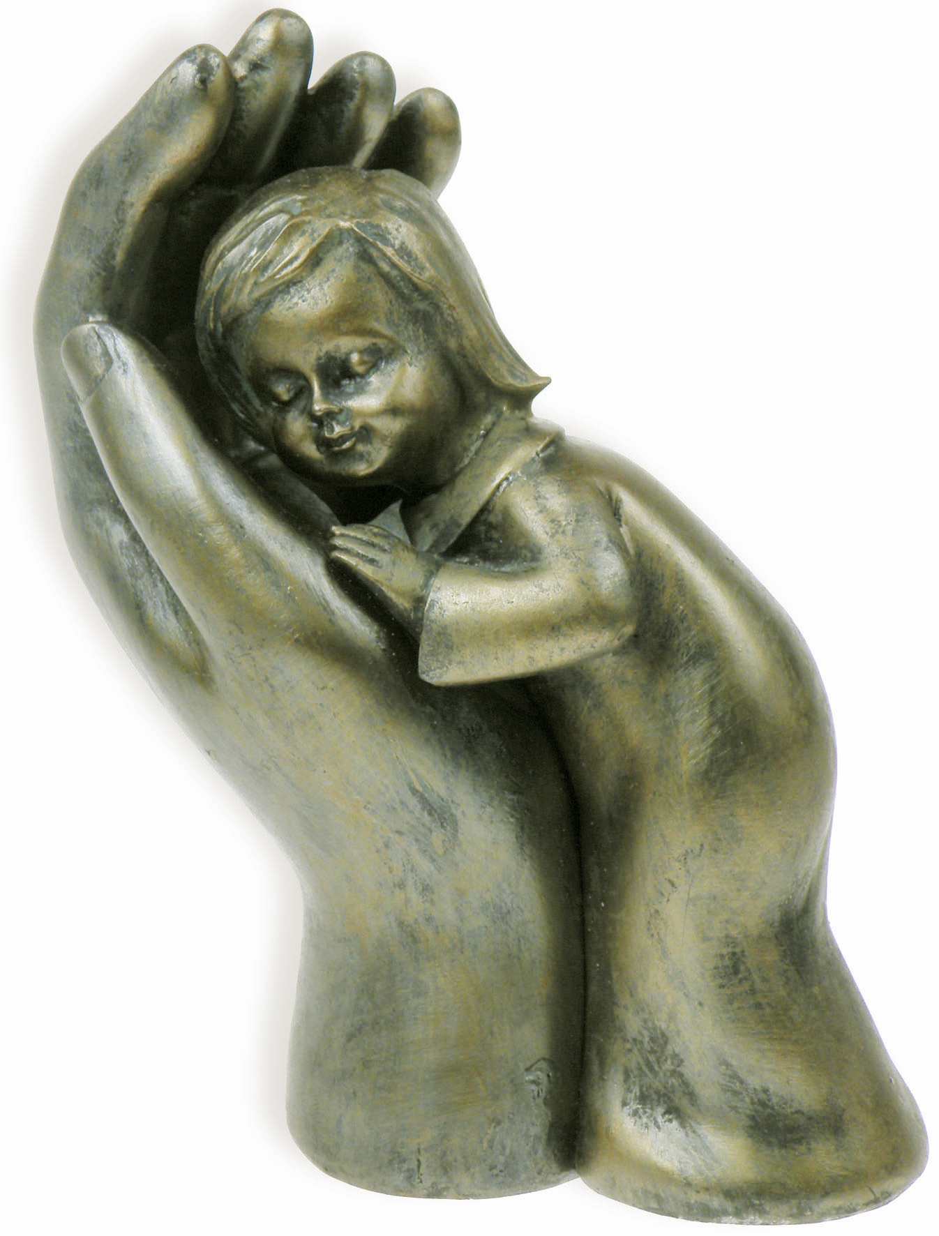 Skulptur "Mädchen in Hand", 10 cm - Bronzefarben