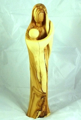 Olivenholz-Figur "Maria mit dem Kind I"