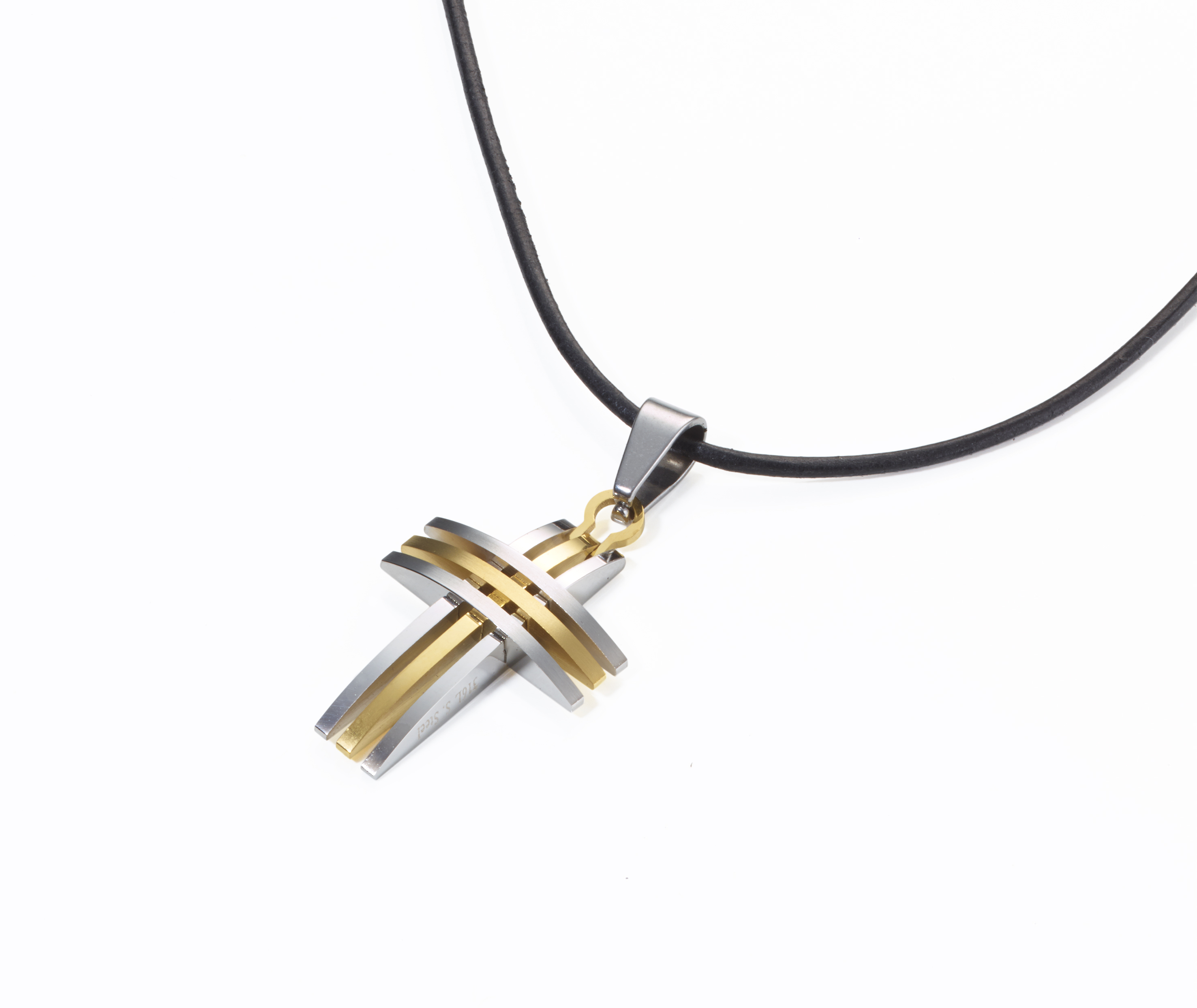 Anhänger "Kreuz" mit goldfarbenen Streifen