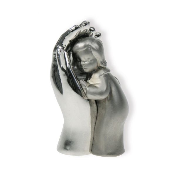 InSeinerHand4cm Hand mit Kind - Mini-Skulptur