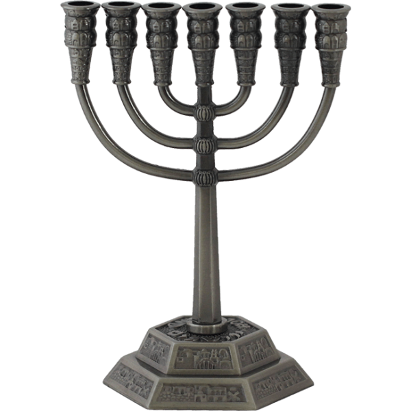 Kleine Zinn-Menorah, ca.12,5 cm