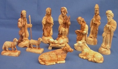 Olivenholz-Krippenfiguren mit Gesichtern (ohne Stall)