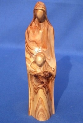 Olivenholz-Figur "Mutter und Kind" - 18 cm