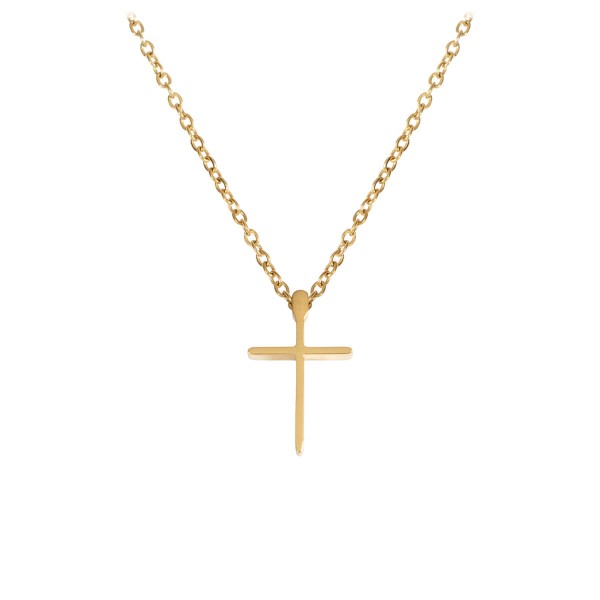 Halskette mit Kreuz, zierlich, goldfarben