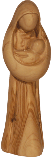 Olivenholzfigur, Mädchen mit Baby auf dem Arm, ca.15,5 cm