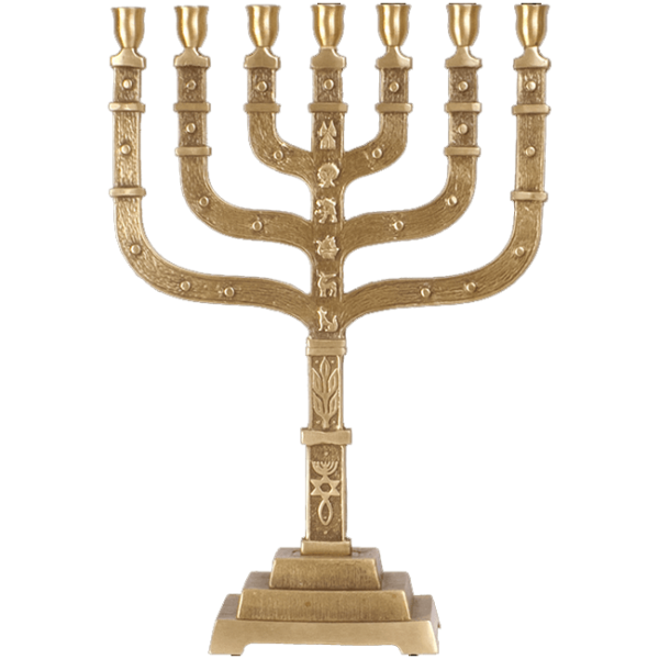 Große Menorah mit Urchristenzeichen, 44 cm